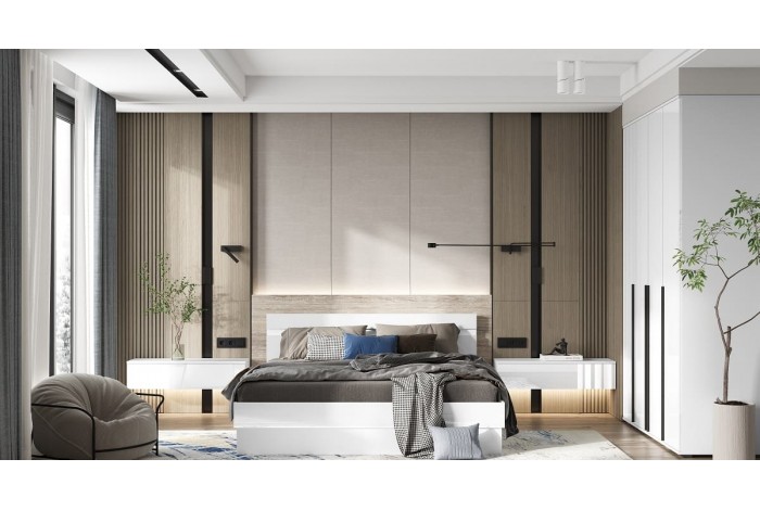 Спальня Норд - Челси- 1 белый - белый глянец холодный