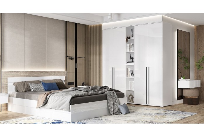 Спальня Норд - Челси- 2 белый - белый глянец холодный