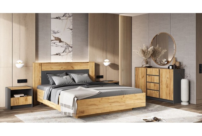 Спальня Остин-2 графит - дуб крафт золотой