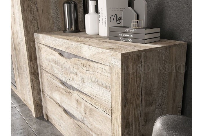 Комод Ривьера дуб юкон - бетон темный