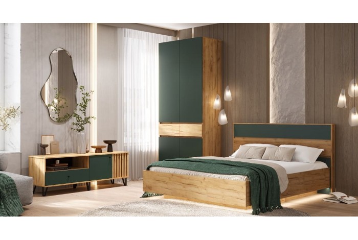Спальня Роджина-1 Дуб Крафт Золотой - Изумрудный