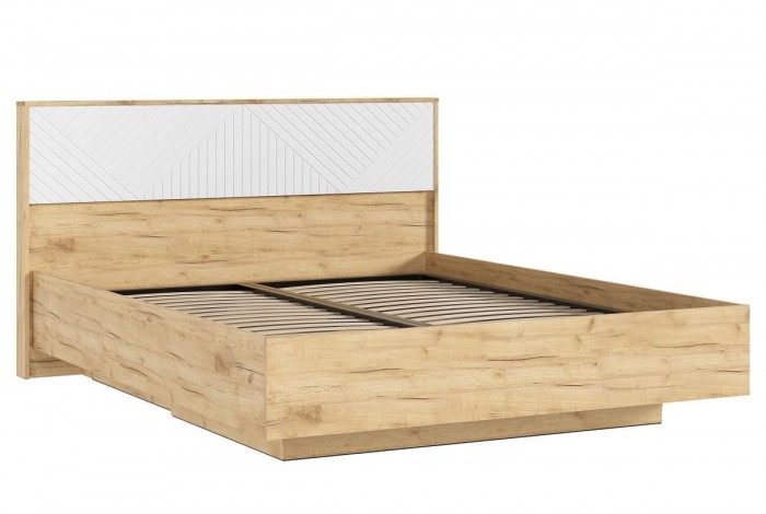 Кровать парящая 1,6 м Флэш с ортопедическим основанием (металл) Дуб Крафт Золотой - Браш Вайт