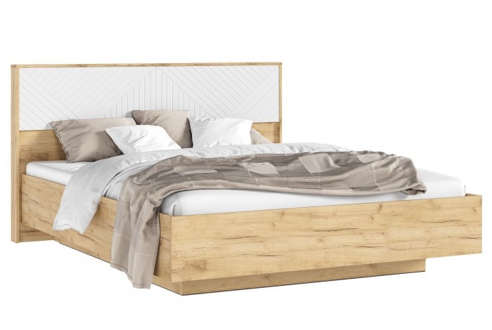 Кровать парящая 1,6 м Флэш с подъемным механизмом Дуб Крафт Золотой - Браш Вайт