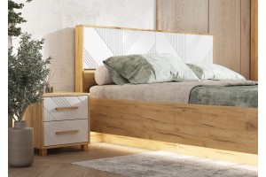 Кровать парящая "Ирис" 1,6 м с ортопед основ (металл) Дуб Крафт Золотой - Браш Вайт