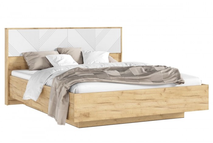 Кровать парящая 1,6 м Ирис с ортопедическим основанием (металл) Дуб Крафт Золотой - Браш Вайт