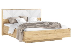 Кровать парящая "Ирис" 1,6 м с подъемным механизмом Дуб Крафт Золотой - Браш Вайт