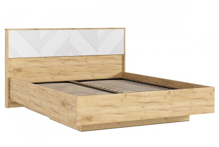 Кровать парящая 1,6 м Ирис с подъемным механизмом Дуб Крафт Золотой - Браш Вайт