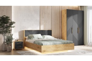 Набор мебели для спальни "Ирис" (Дуб Крафт Золотой - Браш Графит)