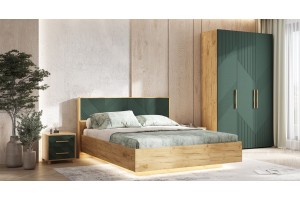 Набор мебели для спальни "Ирис" (Дуб Крафт Золотой - Браш Мени Грин)