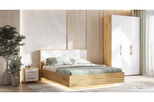 Набор мебели для спальни "Ирис" (Дуб Крафт Золотой - Браш Вайт)