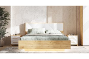 Набор мебели для спальни "Ирис" (Дуб Крафт Золотой - Браш Вайт)