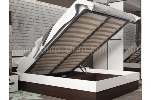 Кровать "Ким 1,4" с подъемным механизмом (венге - белый глянец)