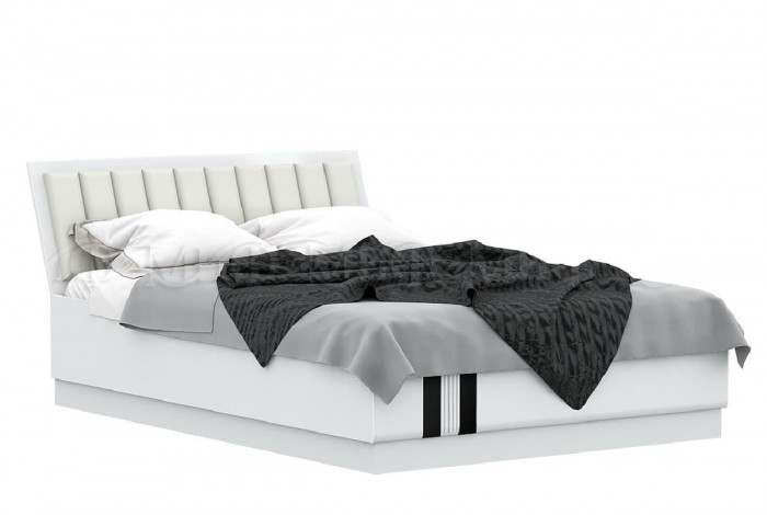 Кровать Магнолия 1,6 с подъемным механизмом белый - белый глянец