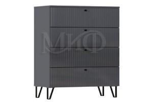 Комод Оливия 4 ящика (графит - графит глянец)