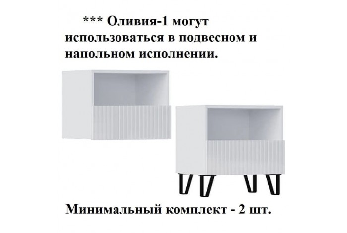 Тумба прикроватная Оливия 1 ящик белый - белый глянец