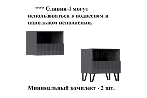 Тумба прикроватная "Оливия" 1 ящик (графит - графит глянец)