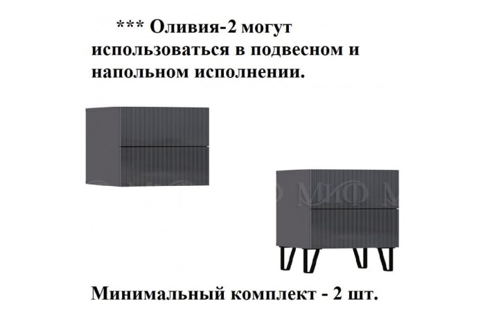 Набор мебели для спальни Оливия графит - графит глянец