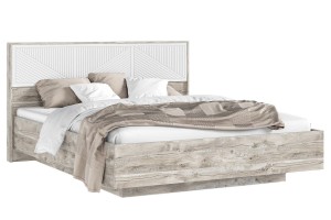 Кровать парящая Сильвия 1,6 м с ортопед основ (металл) Дуб Юкон - Браш Вайт