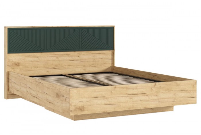 Кровать парящая Сильвия 1,6 м с ортопед основ (металл) Дуб Крафт Золотой - Браш Мени Грин