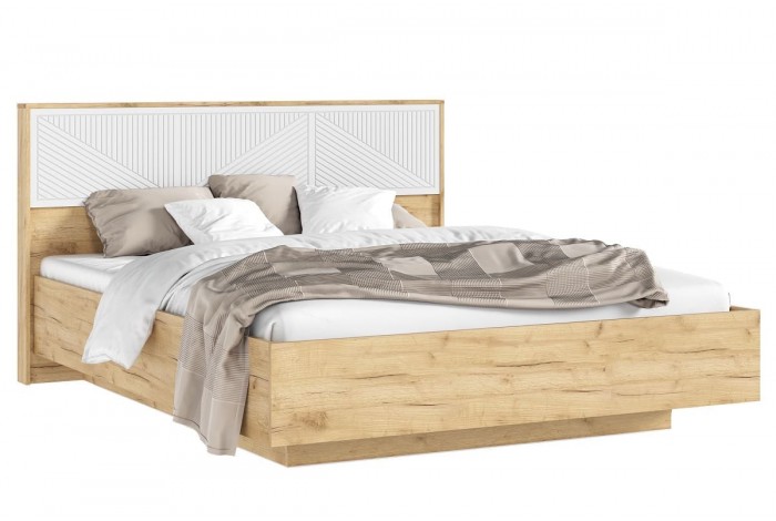 Кровать парящая Сильвия 1,6 м с подъемным механизмом Дуб Крафт Золотой - Браш Вайт