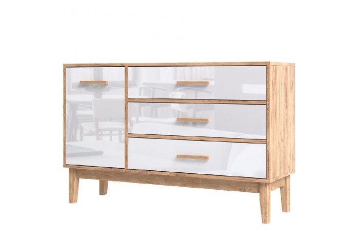 Комод Кельн 1200 Белый Глянец - Дуб Крафт Золотой