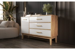Комод "Кельн" (1200) (Белый Глянец - Дуб Крафт Золотой)