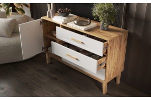 Комод "Кельн" (1200) (Белый Глянец - Дуб Крафт Золотой)