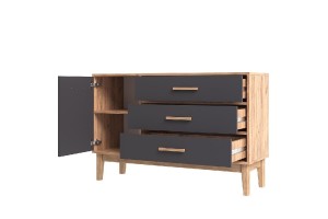 Комод "Кельн" (1200) (Графит - Дуб Крафт Золотой)