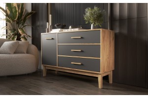 Комод "Кельн" (1200) (Графит - Дуб Крафт Золотой)