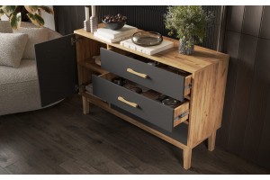 Комод "Кельн" (1200) (Графит - Дуб Крафт Золотой)