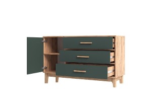 Комод "Кельн" (1200) (Изумрудный - Дуб Крафт Золотой)