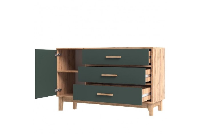 Комод Кельн 1200 Изумрудный - Дуб Крафт Золотой