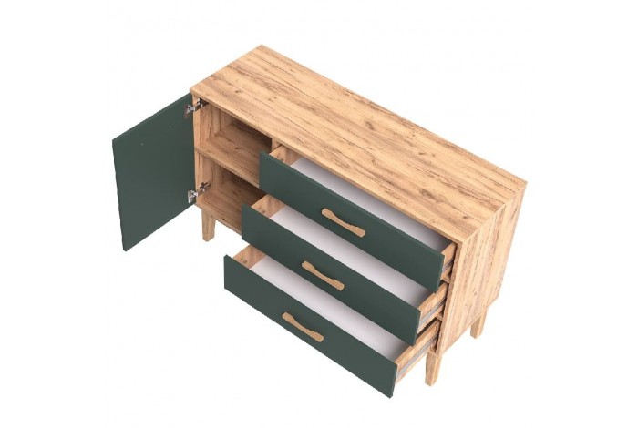 Комод Кельн 1200 Изумрудный - Дуб Крафт Золотой