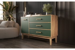 Комод "Кельн" (1200) (Изумрудный - Дуб Крафт Золотой)