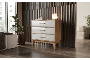 Комод "Кельн" (800) (Белый Глянец - Дуб Крафт Золотой)