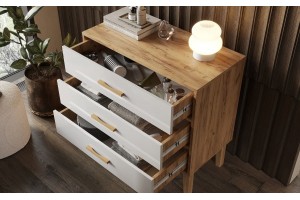 Комод "Кельн" (800) (Белый Глянец - Дуб Крафт Золотой)