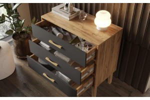 Комод "Кельн" (800) (Графит - Дуб Крафт Золотой)