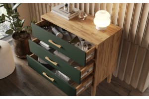 Комод "Кельн" (800) (Изумрудный - Дуб Крафт Золотой)