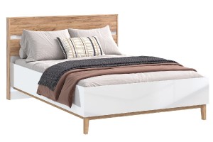 Кровать "Кельн" 1,4 (Белый Глянец - Дуб Крафт Золотой)