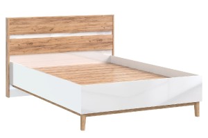 Кровать "Кельн" 1,4 (Белый Глянец - Дуб Крафт Золотой)