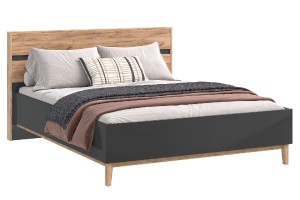 Кровать "Кельн" 1,4 (Графит - Дуб Крафт Золотой)