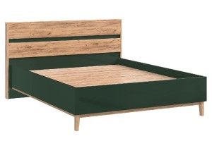Кровать "Кельн" 1,4 (Изумрудный - Дуб Крафт Золотой)