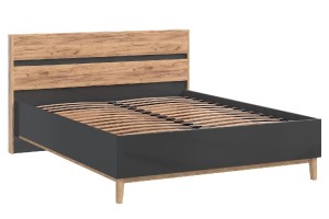 Кровать "Кельн" 1,4 с ортопед основ (дерево) (Графит - Дуб Крафт Золотой)