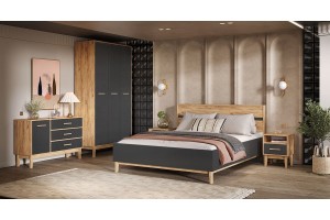 Набор мебели для спальни "Кельн" (Графит - Дуб Крафт Золотой)