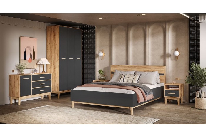Спальня Кельн Графит - Дуб Крафт Золотой