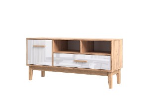 Тумба под ТВ "Кельн" (1200) (Белый Глянец - Дуб Крафт Золотой)