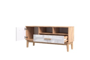 Тумба под ТВ "Кельн" (1200) (Белый Глянец - Дуб Крафт Золотой)