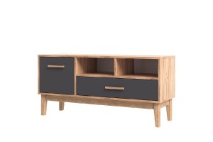 Тумба под ТВ "Кельн" (1200) (Графит - Дуб Крафт Золотой)