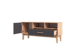 Тумба под ТВ "Кельн" (1200) (Графит - Дуб Крафт Золотой)