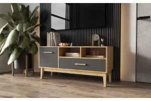 Тумба под ТВ "Кельн" (1200) (Графит - Дуб Крафт Золотой)